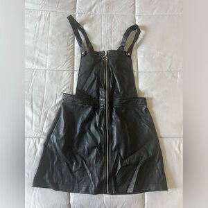 Fake leather dress with silver zip